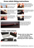 RED STITCH & CROSS STITCH LEATHER 2X DOOR HANDLE COVERS FOR TRIUMPH TR7 76-82