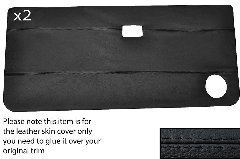 BLACK STITCH 2X FULL DOOR CARD LEATHER SKIN COVER FITS AUSTIN METRO CUSTOM NEW