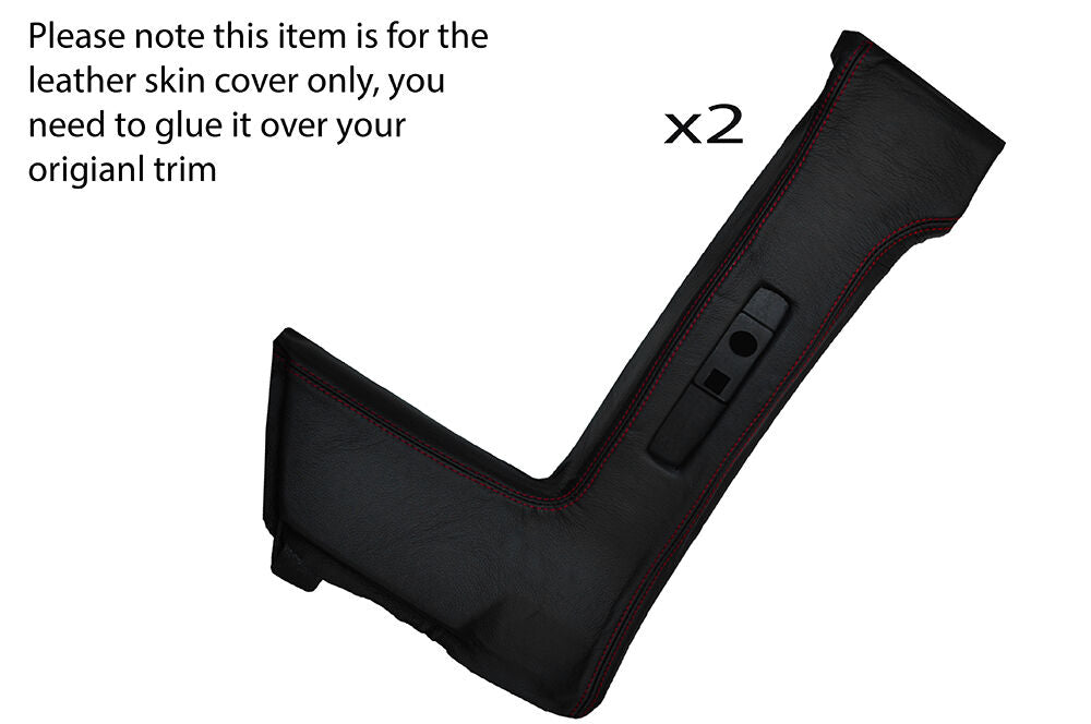 RED STITCHING 2X B PILLAR LEATHER SKIN COVERS FITS VW CORRADO 1988-1995