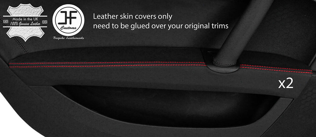 RED STITCH 2X FRONT DOOR ARMREST NAPPA LEATHER COVERS FOR AUDI TT MK2 06-14