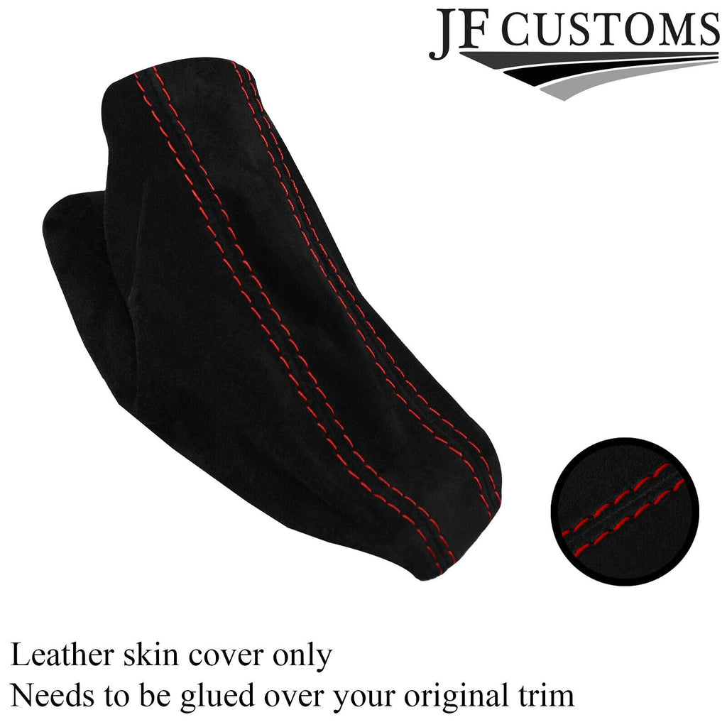 D RED STITCH SUEDE HANDBRAKE GAITER COVER FOR BMW 5 E60 E61 2003-2011 CUSTOM NEW