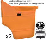 ORANGE REAL LEATHER 2X FRONT DOOR CARD COVERS FITS VW T4 TRANSPORTER CARAVELLE