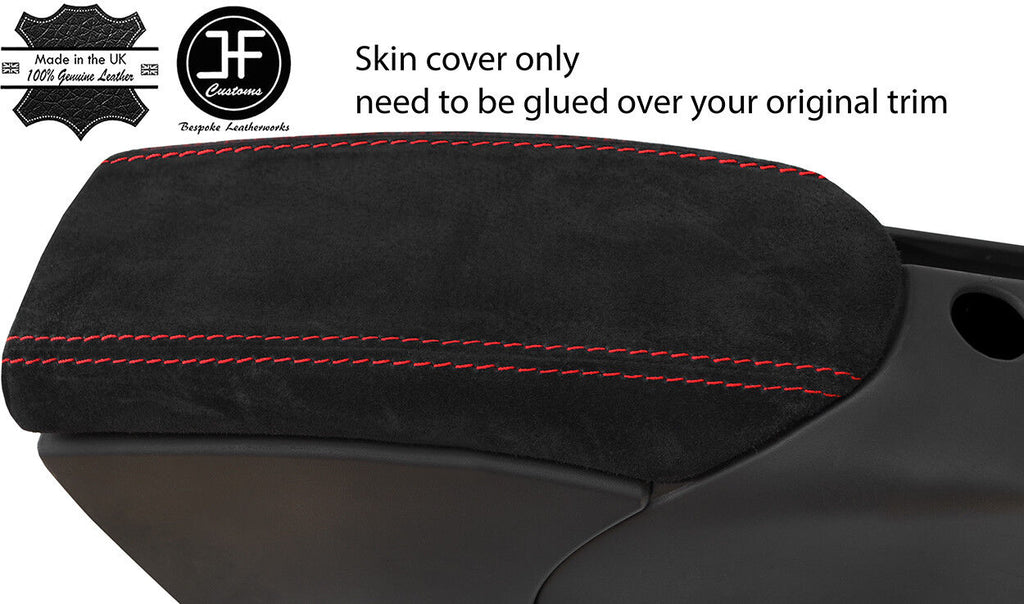 RED STITCH REAL SUEDE ARMREST LID COVER FOR PORSCHE 986 BOXSTER CARRERA 996