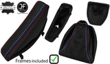 BLACK & TRI STITCH LEATHER GEAR+HANDBRAKE GAITER+PLASTIC FRAME FOR BMW E60 E61