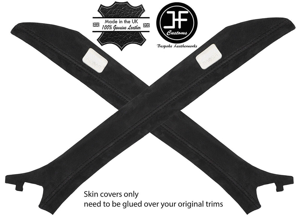 BLACK STITCH 2X A PILLAR REAL SUEDE COVERS FOR LAND ROVER DISCOVERY 4 09-16