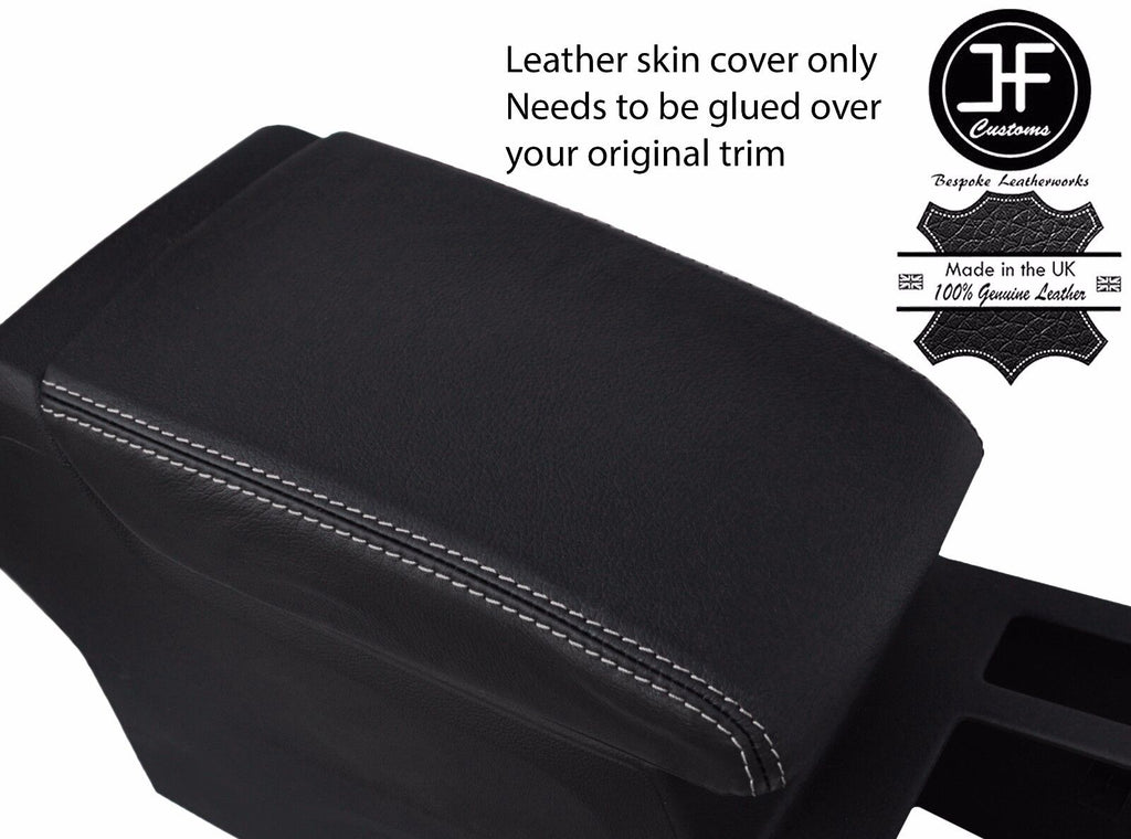 GREY STITCHING REAL LEATHER ARMREST LID COVER FITS VW PASSAT B8 2015-2018