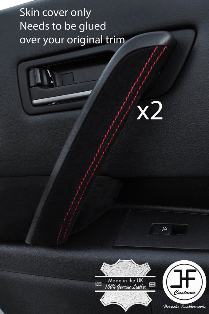 RED STITCH 2X REAR DOOR HANDLE TRIM SUEDE COVER FOR INFINITI FX35 FX45 03-08