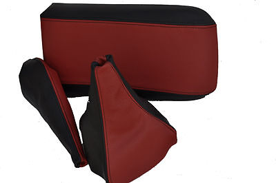 FITS MITSUBISHI FTO GAITERS SET+ARMREST COVER BLACK D RED CUSTOM NEW MADE IN UK