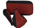FITS MITSUBISHI FTO GAITERS SET+ARMREST COVER BLACK D RED CUSTOM NEW MADE IN UK