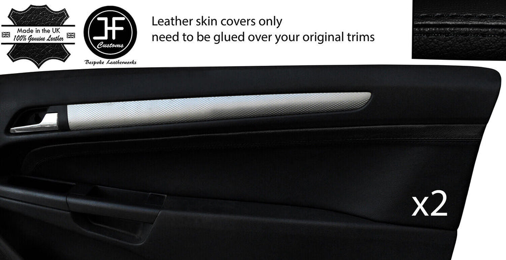 BLACK & BLACK 2X DOOR CARD TRIM LTHR COVERS FOR VAUXHALL ASTRA MK5 04-09 3 DOOR