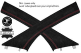 RED STITCHING 2X A PILLAR REAL SUEDE COVERS FOR SMART FORFOUR 2014-2018