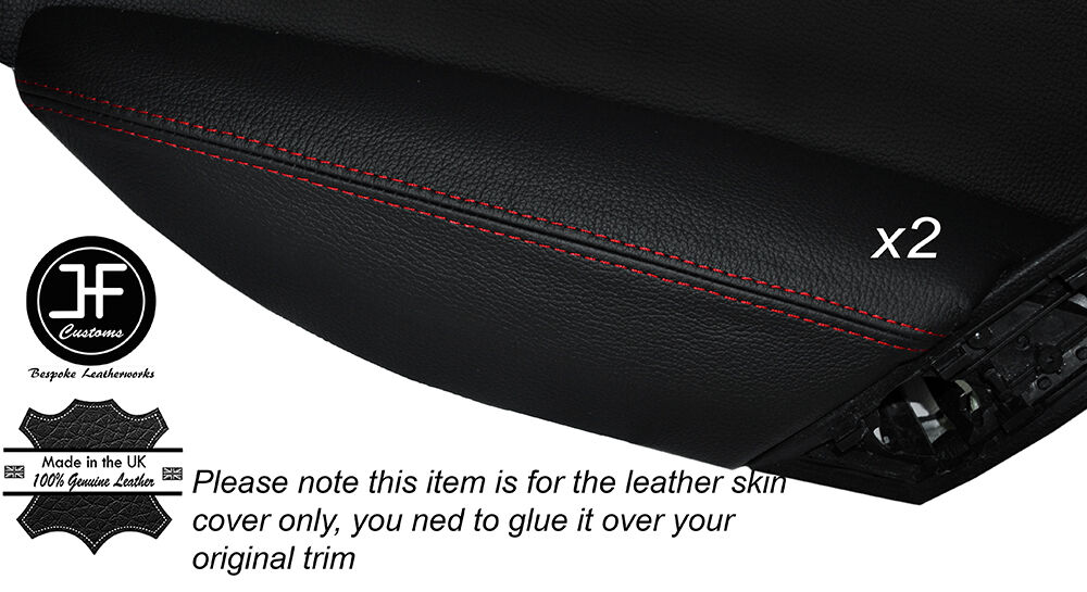 RED STITCH 2X DOOR ARMREST LEATHER COVERS FITS INFINITI COUPE G37 Q60 08-15