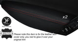 RED STITCH 2X DOOR ARMREST LEATHER COVERS FITS INFINITI COUPE G37 Q60 08-15