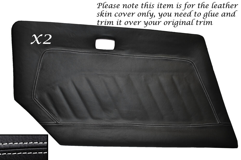 WHITE STITCH 2X DOOR CARD LEATHER SKIN COVER FITS DATSUN 240Z 260Z 280Z