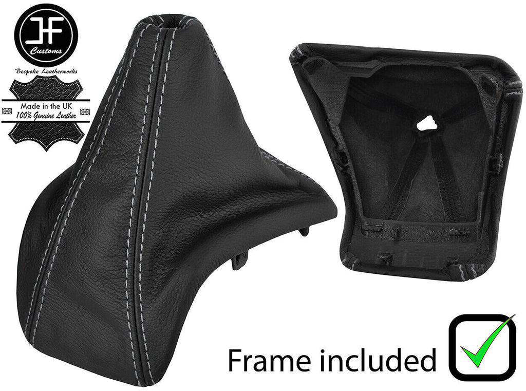 GREY STITCH LEATHER GEAR GAITER+PLASTIC FRAME FITS FORD TRANSIT CUSTOM 13-17