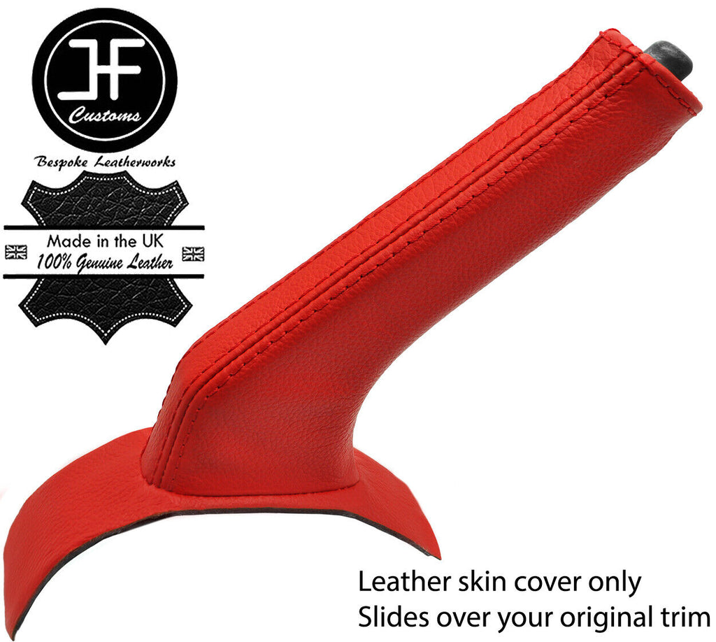 RED REAL LEATHER HANDBRAKE GAITER COVER FITS NISSAN MICRA K12 2003-2010