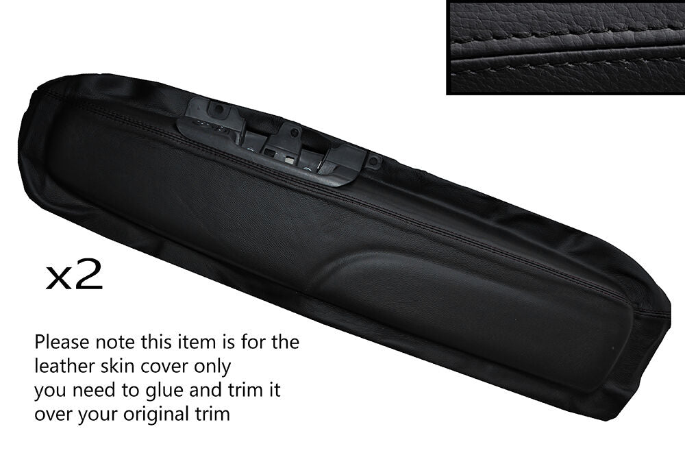 BLACK STITCH 2X FRONT DOOR CARD SKIN COVERS FITS FIAT 500 & 500 ABARTH 07-15