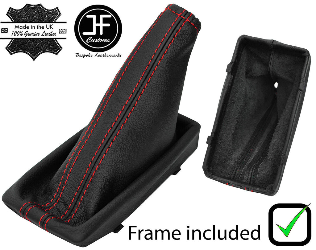 RED STITCH LEATHER HANDBRAKE GAITER+PLASTIC FRAME FITS VAUXHALL CORSA C 00-06