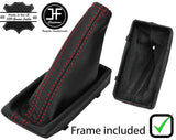 RED STITCH LEATHER HANDBRAKE GAITER+PLASTIC FRAME FITS VAUXHALL CORSA C 00-06