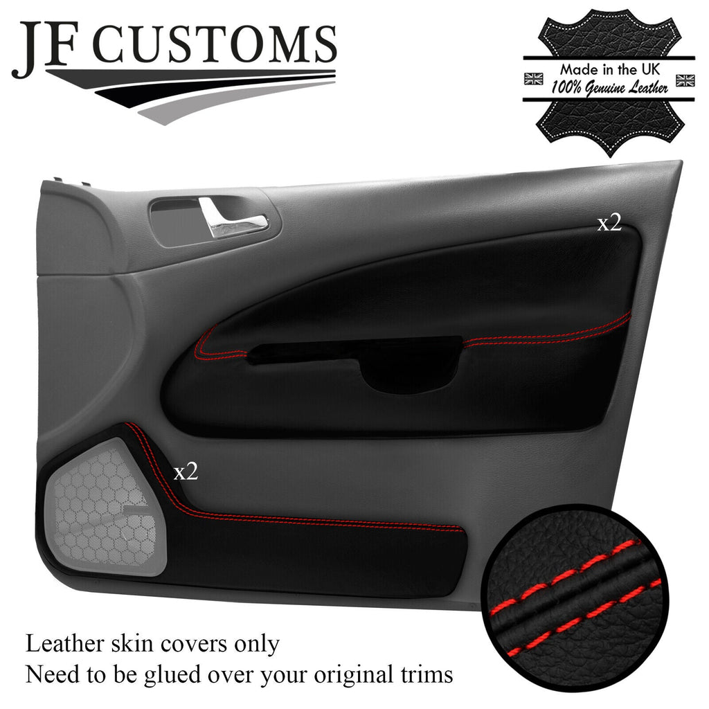 RED STITCH LEATHER 2X FRONT DOOR INSERT+POCKET COVERS FOR SKODA OCTAVIA 98-04