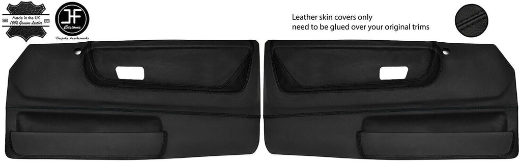 BLACK STITCH 2X FRONT DOOR CARD LEATHER COVERS FOR VW POLO MK2 F 2 DOOR