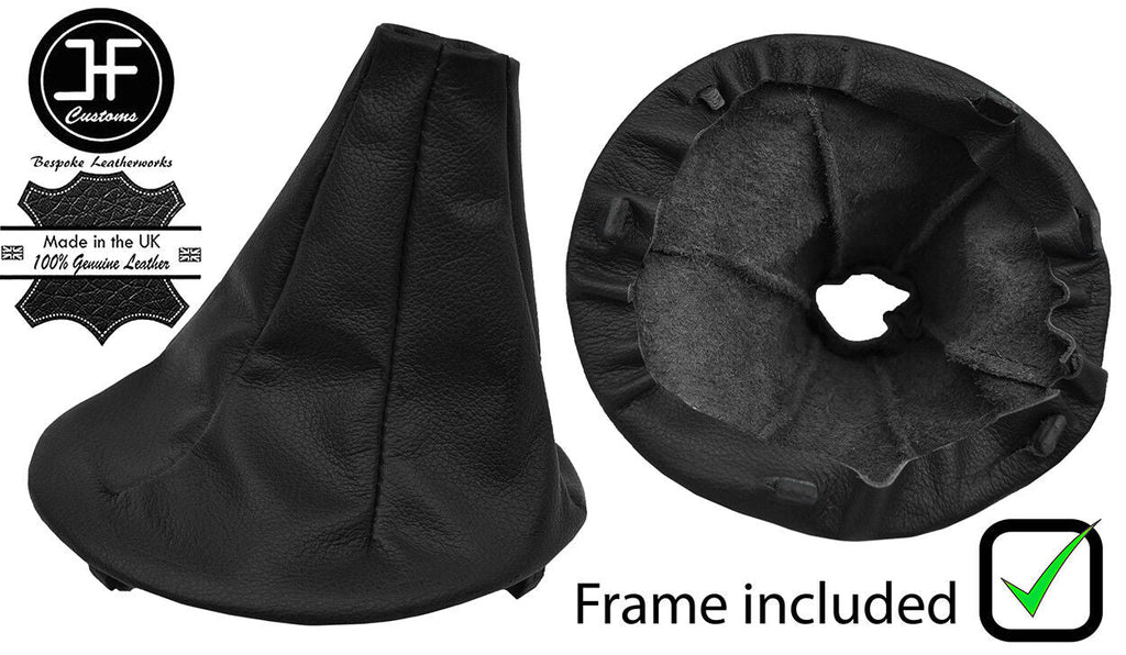 BLACK REAL LEATHER GEAR GAITER WITH PLASTIC FRAME FITS FIAT PANDA 2003-2012