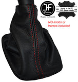 RED STITCHING MANUAL LEATHER GEAR GAITER FITS PEUGEOT 1007 2005-2009 CUSTOM NEW