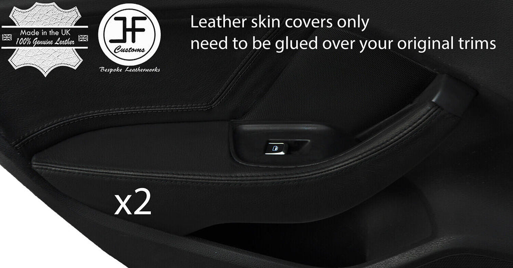 BLACK STITCH 2X REAR DOOR HANDLE ARMREST LEATHER COVER FOR AUDI A3 13-19 5 DOOR