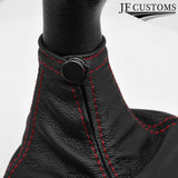 FITS MAZDA 323F 89-94 RED STITCH OVER-RUBBER LEATHER GEAR GAITER CUSTOM NEW