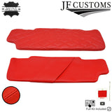JF2 RED LEATHER CROSS DIAMOND STITCH 2X SUN VISOR COVERS FOR DEFENDER 07-14