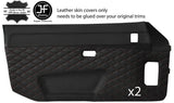 BROWN DIAMOND STITCH 2X FULL DOOR CARD LEATHER COVER FITS PORSCHE 924 944 75-91