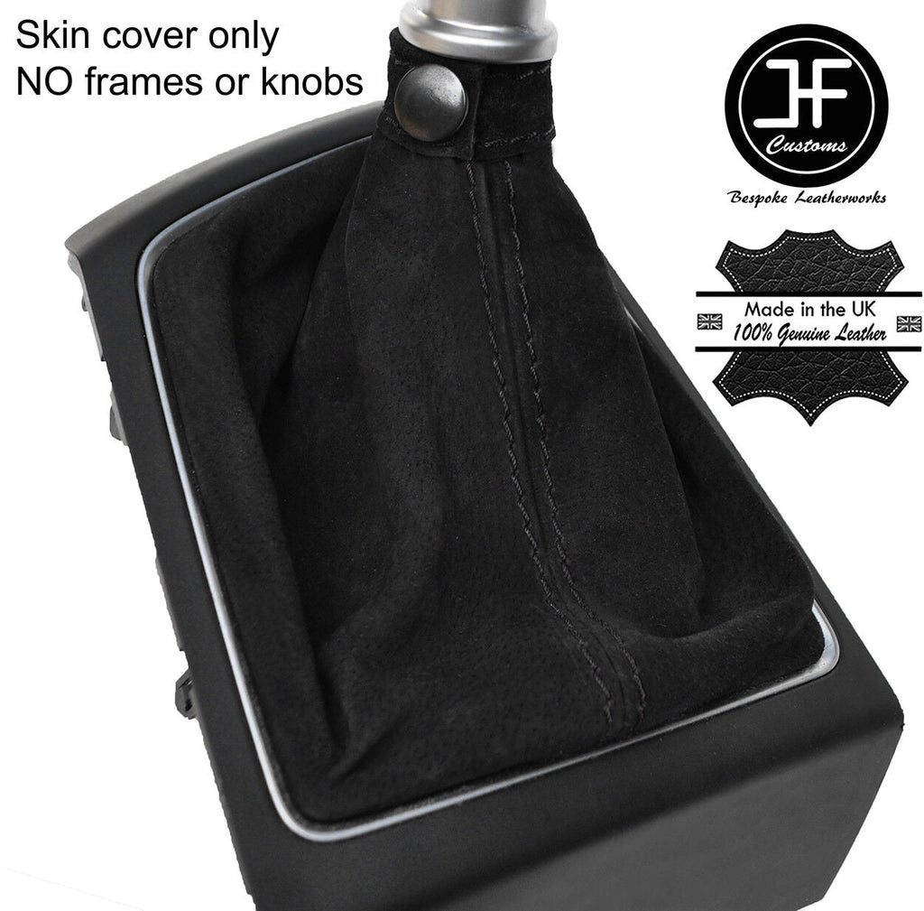 BLACK STITCH REAL SUEDE MANUAL GEAR GAITER FITS HYUNDAI I20 2015-2018 CUSTOM NEW