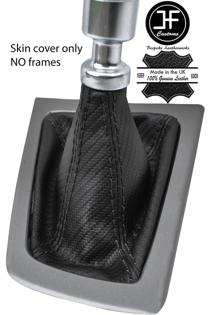 BLACK STITCHING CARBON FIBER VINYL GEAR GAITER FITS FORD FOCUS MK3 2011-2015