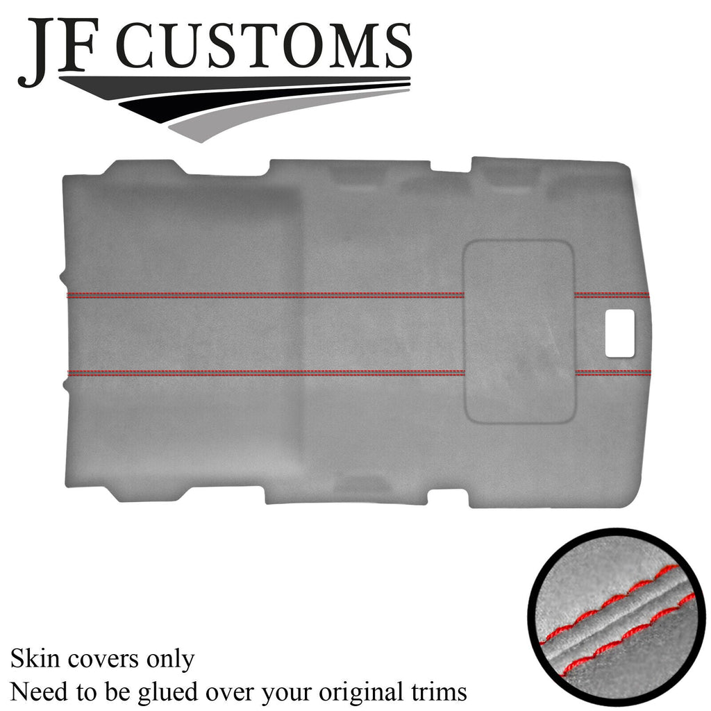 RED STITCH L GREY SUEDE SUNROOF HEADLINER COVER FITS HUMMER H2 02-09 STYLE 2