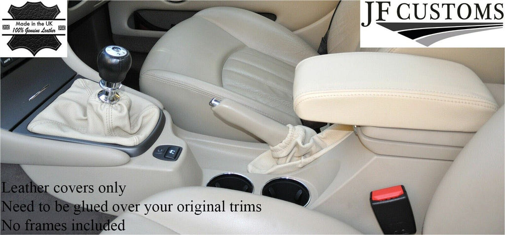 IVORY GENUINE LEATHER  FOR JAGUAR X TYPE 2001-2009 GEAR & HANDBRAKE GAITERS