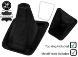 BLACK STITCH LEATHER GEAR GAITER+METAL FRAME+TOP RING FITS NISSAN SKYLINE R32
