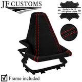 RED STITCH LEATHER AUTO GEAR + PLASTIC FRAME FOR VAUXHALL GRANDLAND X 17-20