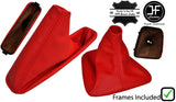RED LEATHER MANUAL GAITER SET +PLASTIC FRAMES FOR BMW 3 E36 1991-1999 CUSTOM NEW