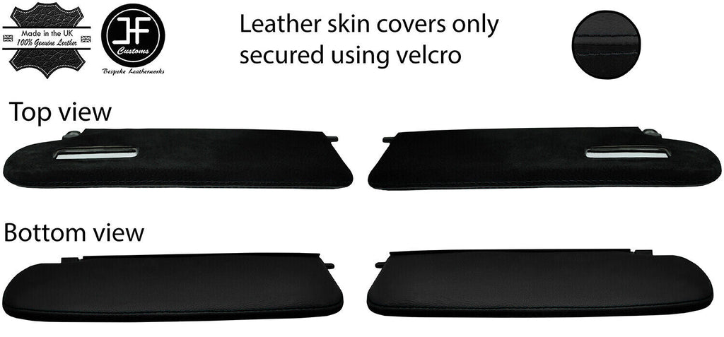BLACK STITCH LEATHER & SUEDE 2X SUN VISORS COVERS FOR HONDA S2000 99-09 STYLE 2