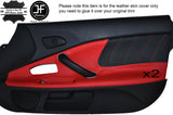 BLACK PERFORATED & RED LEATHER 2X DOOR CARD TRIM COVER FITS HONDA S2000 04-09