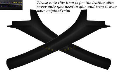 YELLOW STITCH FITS PEUGEOT 206 1998-10 2X WINDSCREEN PILLAR LEATHER COVERS ONLY