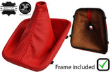 RED REAL LEATHER MANUAL GEAR GAITER+PLASTIC FRAME FOR BMW E46 1999-2005