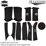 RED STITCH LEATHER & SUEDE TOP RECOVERY KIT COVERS FOR VW T5 TRANSPORTER