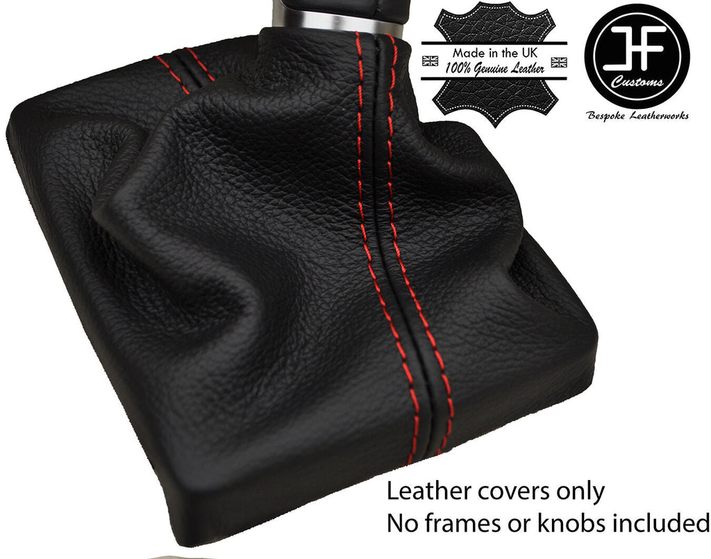 RED STITCHING MANUAL REAL LEATHER GEAR GAITER FITS AUDI A6 C7 2011-2017