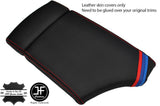 RED STITCH TRI STRIPE ARMREST REAL LEATHER COVER FOR BMW 5 SERIES E60 E61 03-11