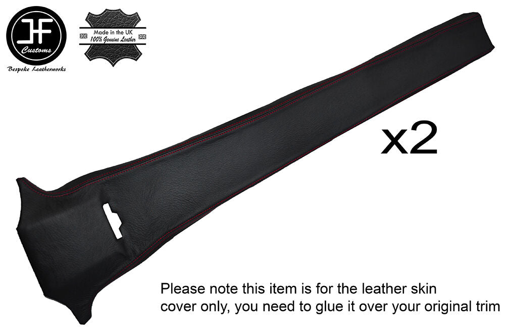 RED STITCH 2X B PILLAR TRIM LEATHER SKIN COVERS FITS BMW 5 SERIES E28 81-87
