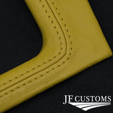 YELLOW LEATHER COVERED MANUAL SHIFT SURROUND TRIM + FRAME FOR FORD MUSTANG 87-93