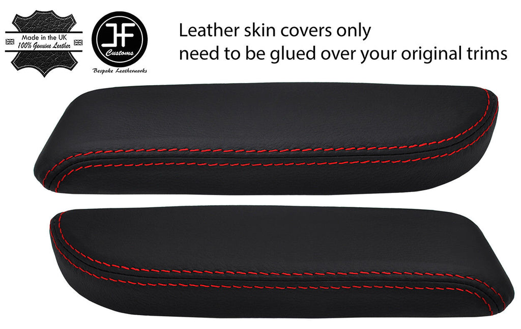 RED STITCH 2X FRONT DOOR ARMREST LEATHER COVERS FOR TOYOTA LAND CRUISER 90-97