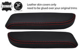 RED STITCH 2X FRONT DOOR ARMREST LEATHER COVERS FOR TOYOTA LAND CRUISER 90-97