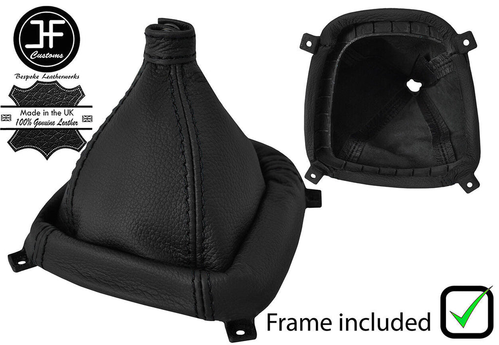 BLACK STITCH LEATHER MANUAL GEAR GAITER+PLASTIC FRAME FITS KIA CARENS 07-12